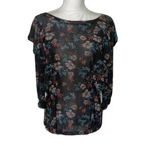 NWT Free People Dock Street Womens Black Comb Ruffle Jersey Top Small S New